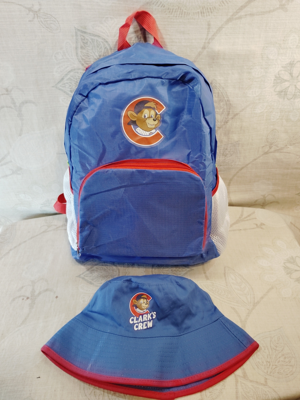Cubs Clark's Crew Kids Blue Backpack and Matching Sun Hat Set
